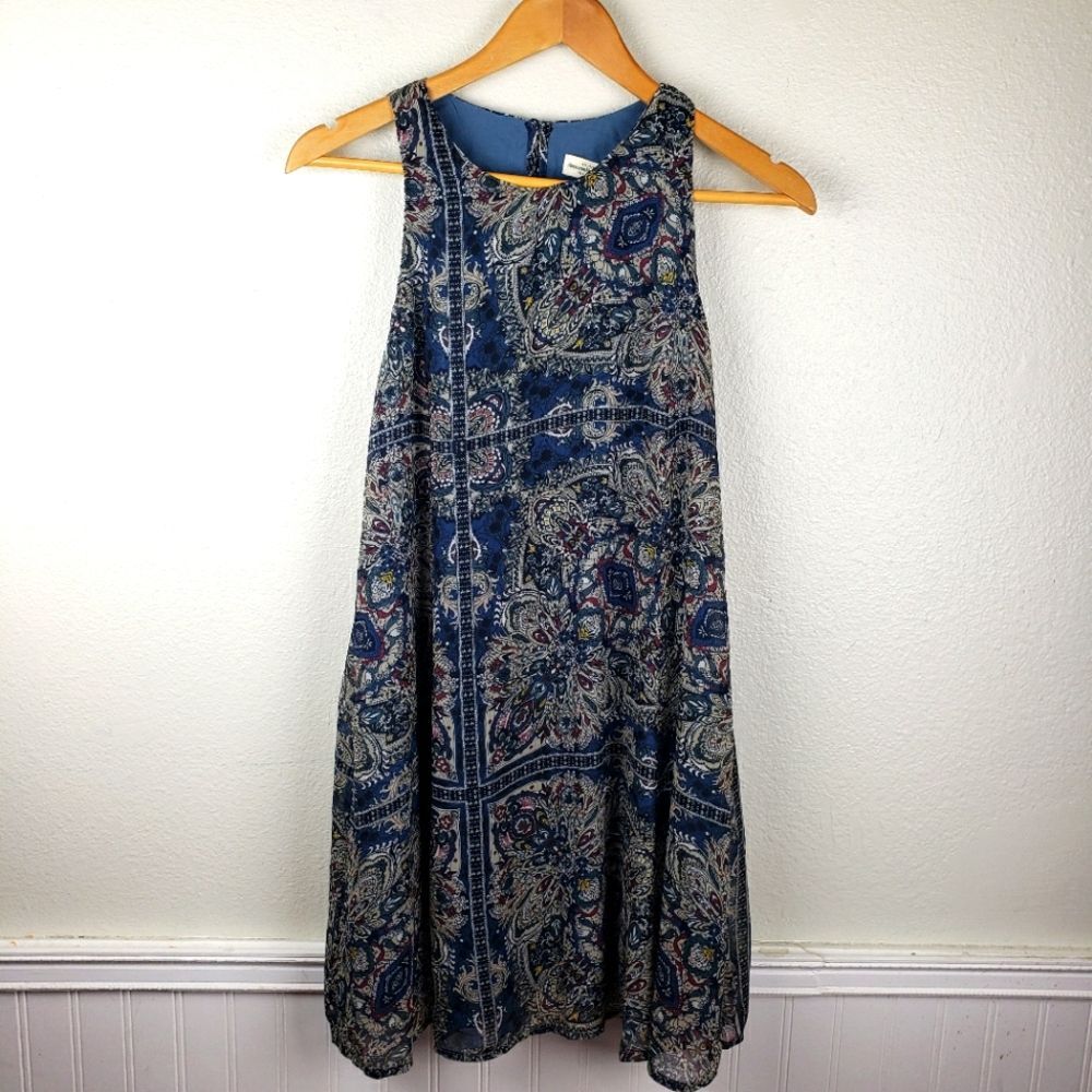 Women's Abercrombie & Fitch Elegant Blue Paisley Short Dress Medium